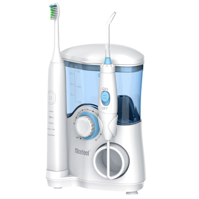 Máy tăm nước nha khoa 2 trong 1, Bình nước 600ml Làm sạch răng miệng