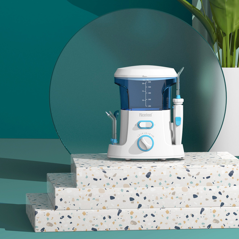 Máy tăm nước nha khoa ABS có thể điều chỉnh 600ml dành cho gia đình sử dụng Spa miệng Trắng xanh