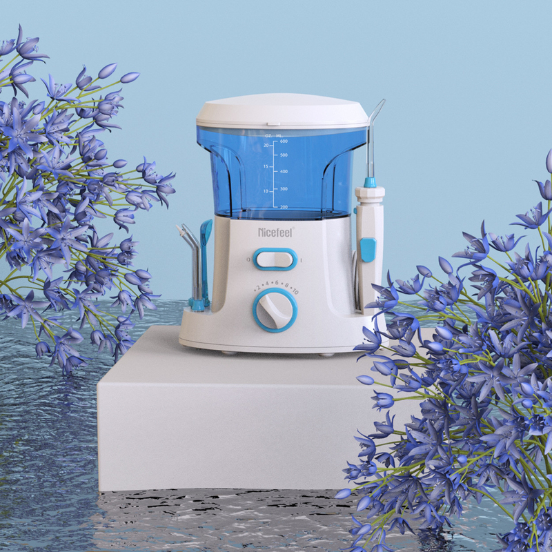 Máy tăm nước nha khoa ABS có thể điều chỉnh 600ml dành cho gia đình sử dụng Spa miệng Trắng xanh