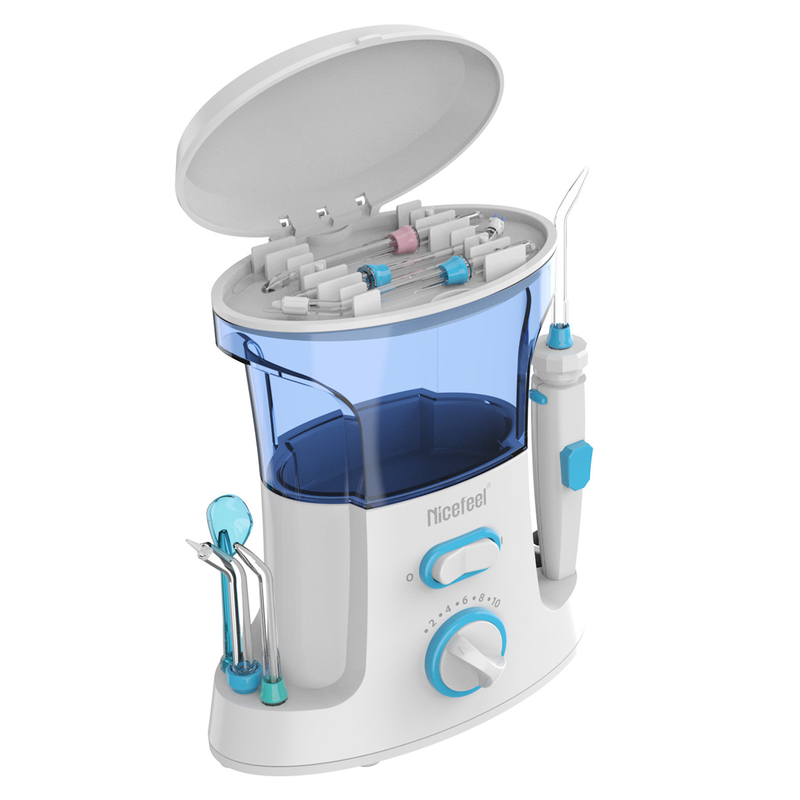 Máy tăm nước nha khoa ABS có thể điều chỉnh 600ml dành cho gia đình sử dụng Spa miệng Trắng xanh