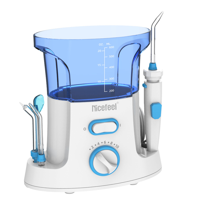Máy tăm nước nha khoa ABS có thể điều chỉnh 600ml dành cho gia đình sử dụng Spa miệng Trắng xanh