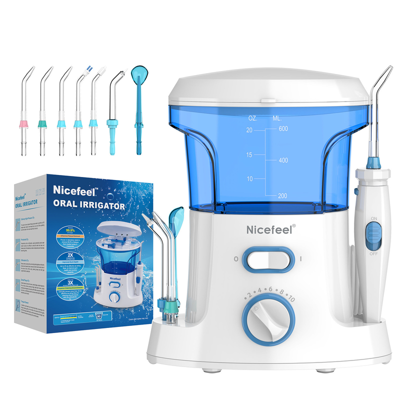 Máy tăm nước nha khoa ABS có thể điều chỉnh 600ml dành cho gia đình sử dụng Spa miệng Trắng xanh