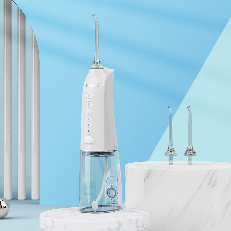 Máy làm sạch răng Máy tăm nước nâng cao không dây màu trắng Di động Áp suất 30-100psi